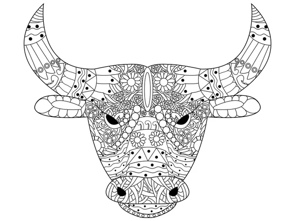Vetor de coloração de touro principal para adultos —  Vetores de Stock