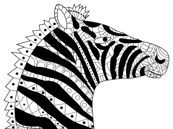 Fej zebra színező vektor felnőtteknek — Stock Vector