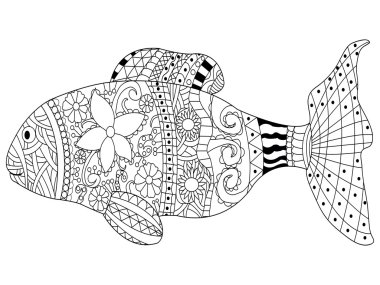 Yetişkinler için kitap vektör boyama balık