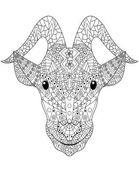 Keçi kafa boyama vektör yetişkinler için