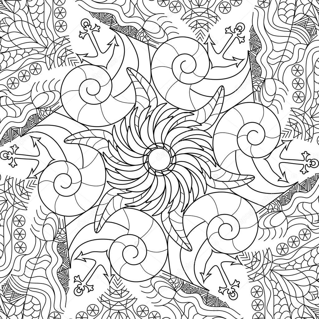 Antistress da colorare per adulti Zentangle stile Righe in bianco e nero Motivo traforato — Vettoriali di toricheks2016ail