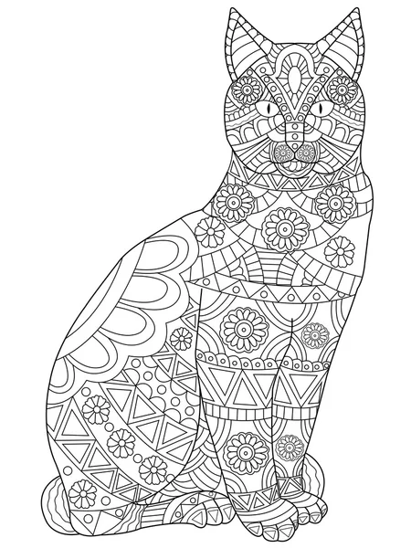 Cat Coloring vector for adults — Stock Vector