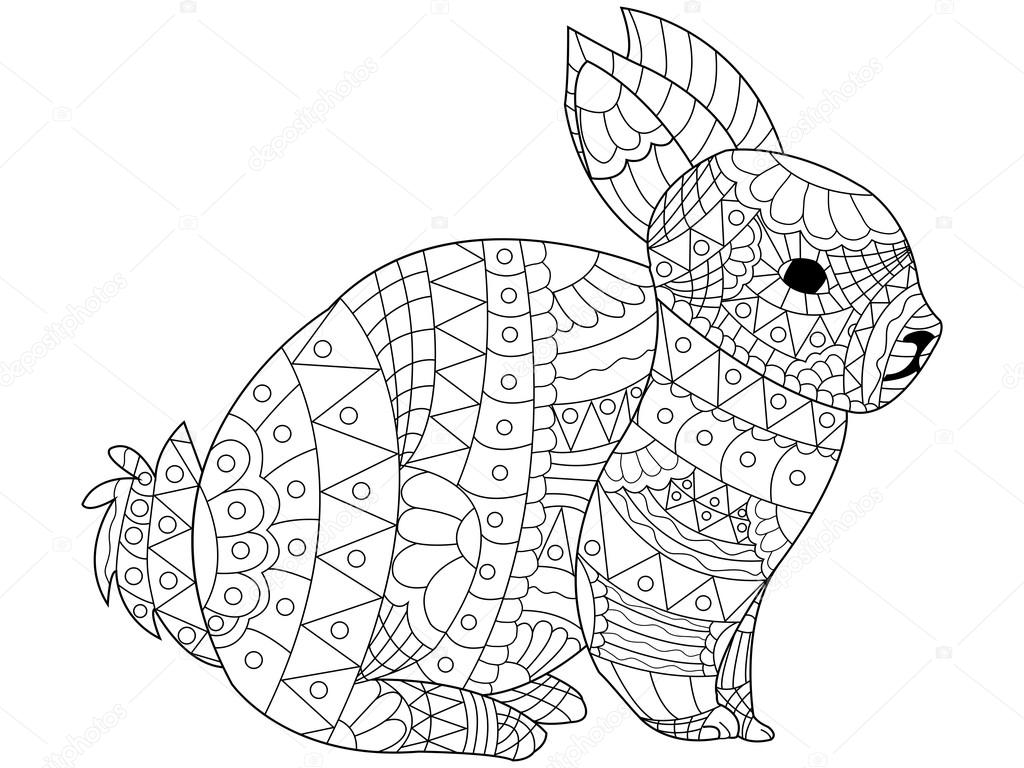Konijn Vector Van Het Kleuren Voor Volwassenen Stockvector