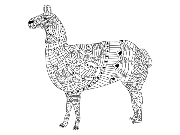 Lama Coloriage vecteur pour adultes — Image vectorielle