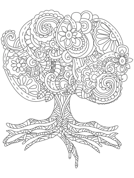 Kabarık büyük ağaç dövme vektör çizim