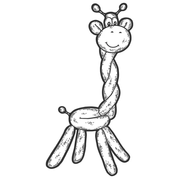 Animal of balloons. Cheerful giraffe. Engraving raster illustration. — Stock Photo, Image