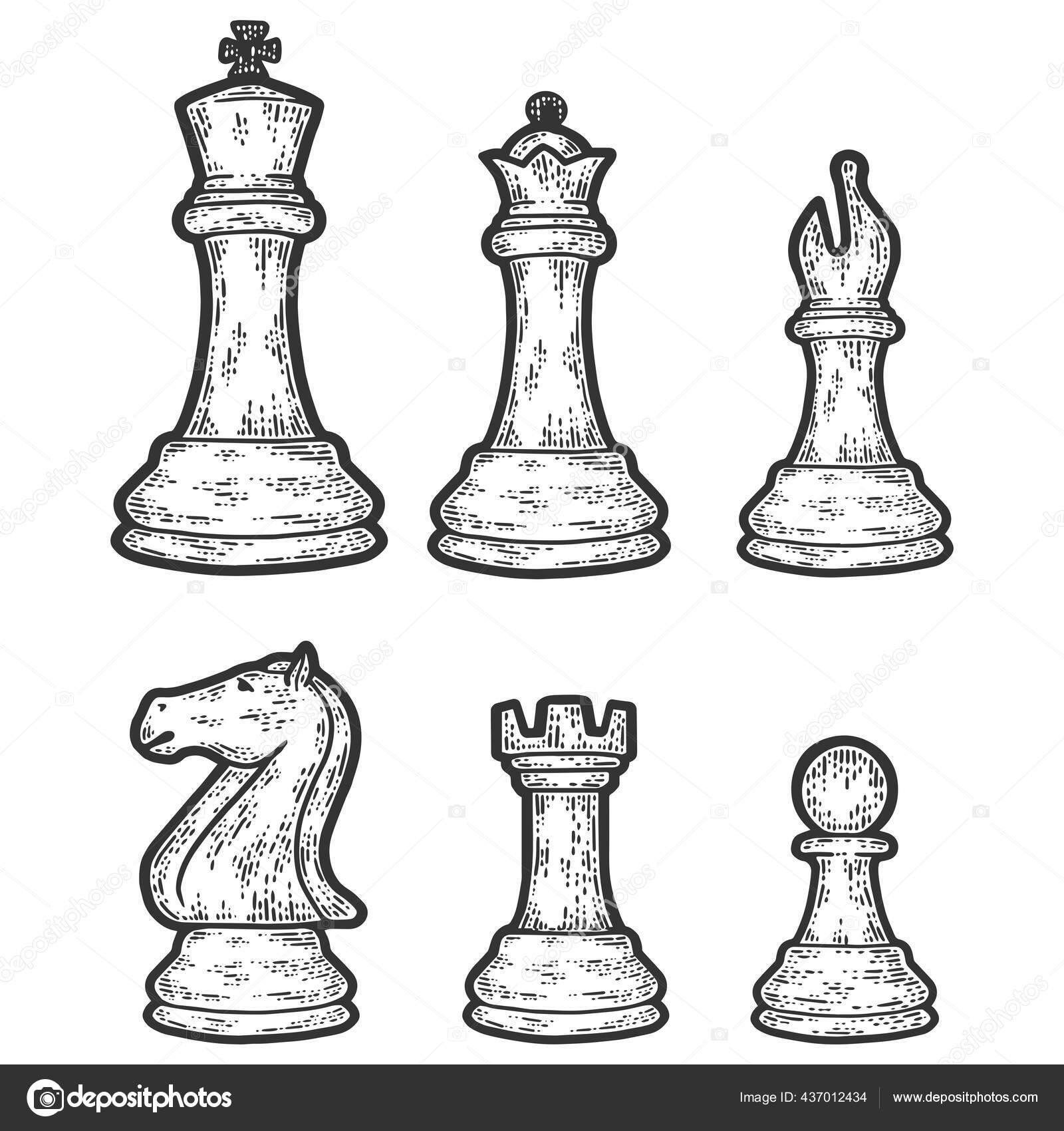 Hand Drawn Chess Pieces Collection Stock Illustration - Download