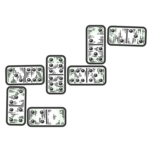 Dominoes tile games. Apparel print design. Scratch board imitation. — Stock Vector