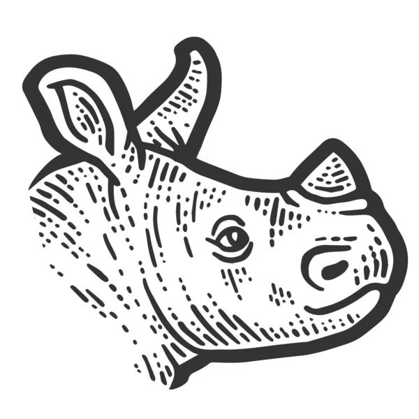 Rhino head, animal isolated. Sketch scratch board imitation. — Stock Vector