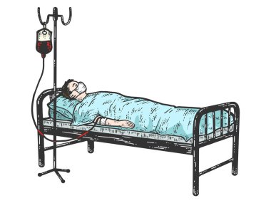 Coronavirus hastası. Hasta, damar içi tuz solüsyonuyla yatar..