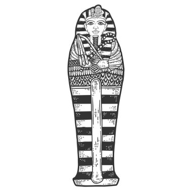 Eski Mısır Firavunu Tutankamon Sarcophagus. Çizim tahtası taklidi.