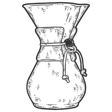 Kahve için Chemex. Çizim tahtası taklidi. Siyah ve beyaz.