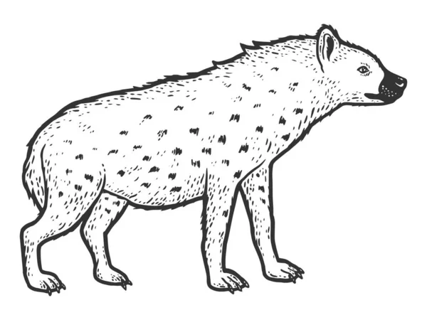 Animal d'Afrique, Hyène. Croquis imitation de planche à gratter. Noir et blanc. — Image vectorielle