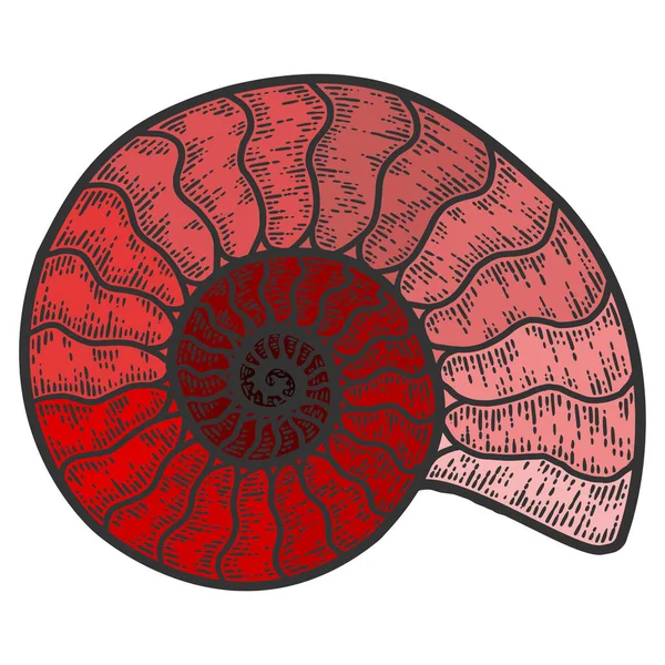 Nautilus头足类动物。划痕板仿制。红色阴影. — 图库照片