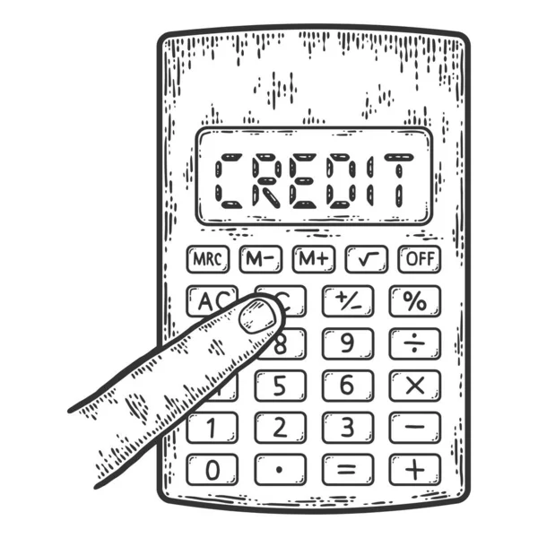 Loan calculator. Sketch scratch board imitation. Black and white.
