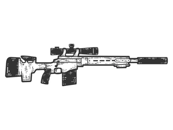 Remington MSR. Sketch scratch board imitation. Black and white. — Stock Photo, Image