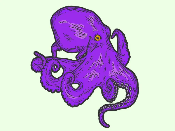 Creative, octopus purple. Sketch scratch board imitation color. — Stock Photo, Image