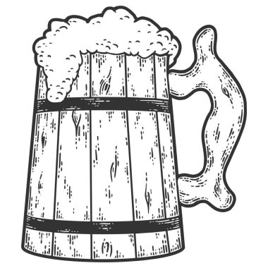 Biralı tahta kupa. Çizim tahtası taklidi. Siyah ve beyaz.