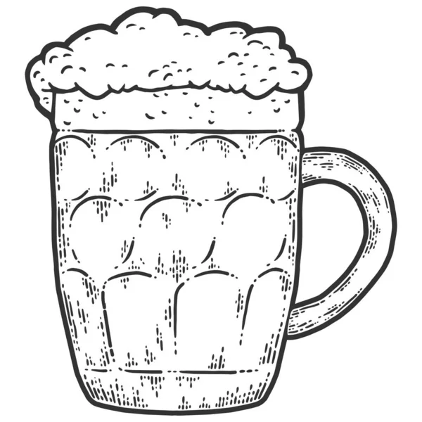 Glass of beer. Sketch scratch board imitation. Black and white. — Stock Photo, Image