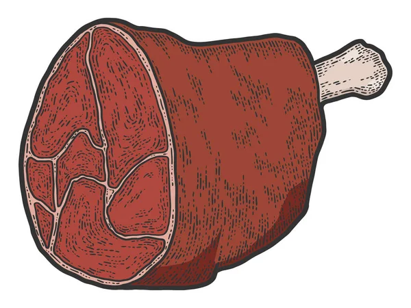 Food, pork knuckle. Sketch scratch board imitation color. — Διανυσματικό Αρχείο