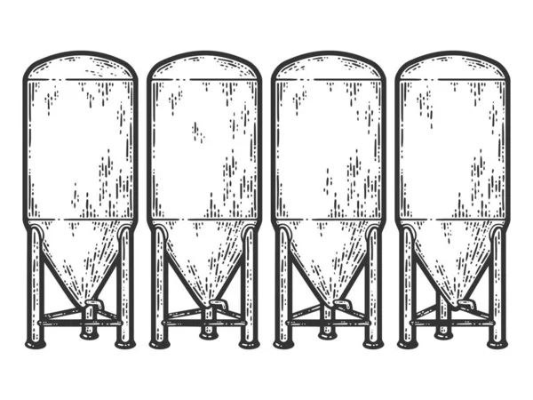 Tanque de fermentação para cerveja. Desenho cor de imitação placa de arranhão. —  Vetores de Stock