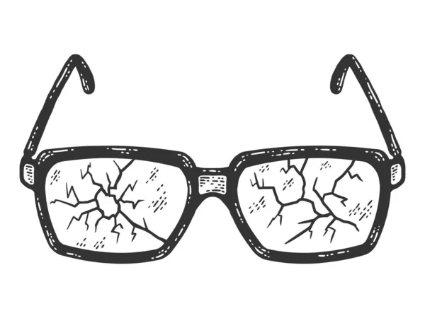 Óculos partidos. Esboço cor da imitação da placa de risco, gravura. —  Vetores de Stock