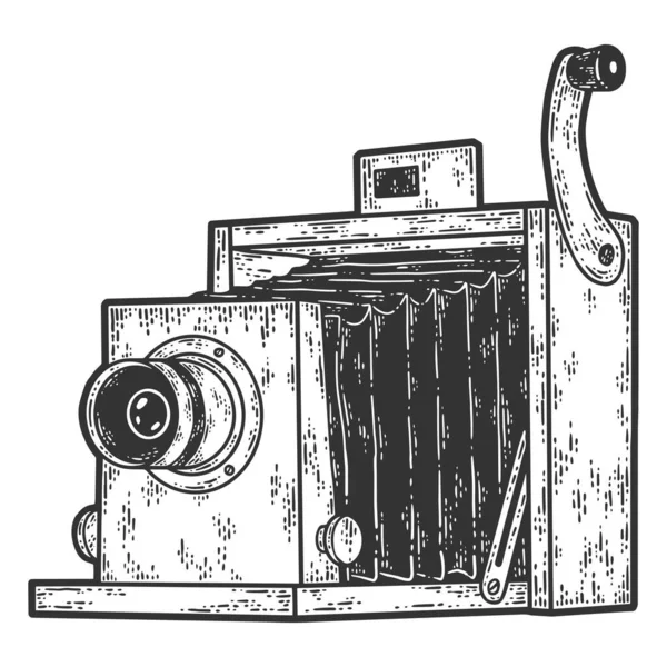Vintage camera. Schets krasbord imitatie kleur. — Stockvector