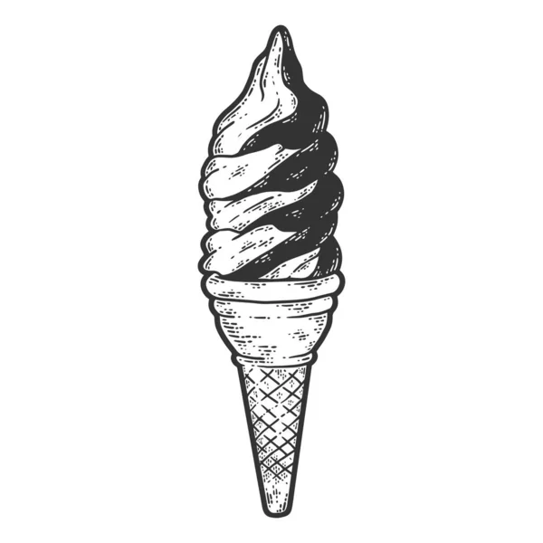 Een ijsje. Schets krabplank imitatie kleur. Graveerlijn art.. — Stockvector