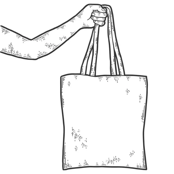 Reusable bag. Sketch scratch board imitation color. — Stok Vektör