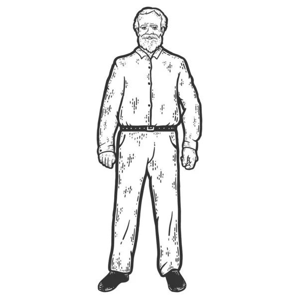 Abuelo de altura completa. Dibujo para colorear imitación tablero de rascar. — Vector de stock