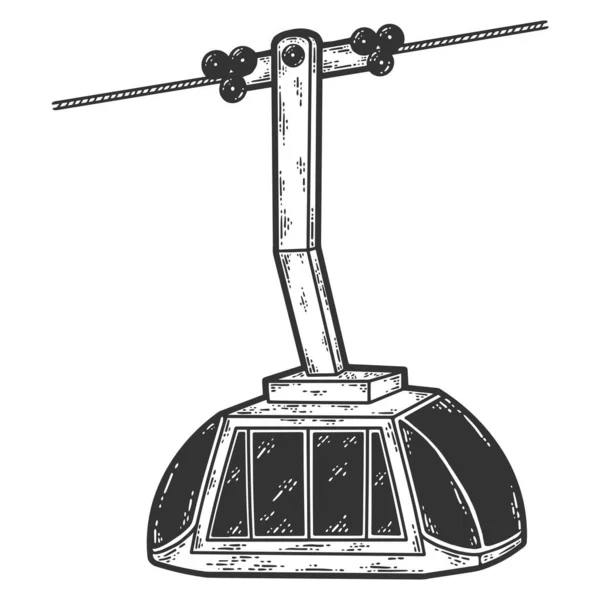 Téléski, cabine isolée. Croquis carte à gratter imitation couleur. — Image vectorielle