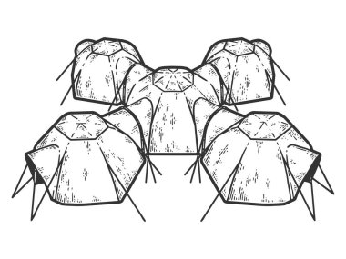 Çok odalı çadır. Çizim tahtası taklit renklendirmesi.