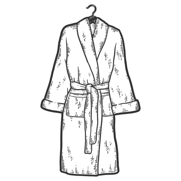 Bathrobe hanging on trempel. Sketch scratch board imitation coloring. —  Vetores de Stock