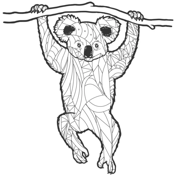 Obrázek proti stresu. Koala na stromě. — Stockový vektor