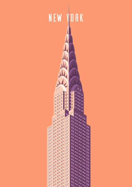 Vektorové ilustrace. panoráma města. New York a Chrysler budovy. Izometrické perspektivy. Kreslený styl. — Stockový vektor