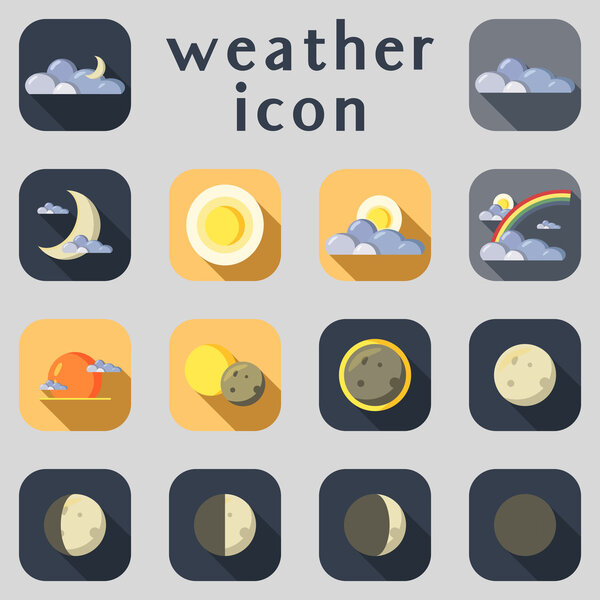Set of weather icons. Part 1. Vector illustration.