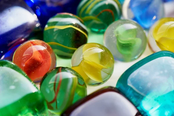 Colorful glass  square and round stones. — Stock Photo, Image