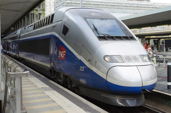 TGV High speed train at Gare de Lyon in movement — Stock Photo, Image