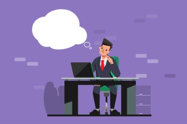 İş adamı Düşünme fikri konsept çizim vektörü.