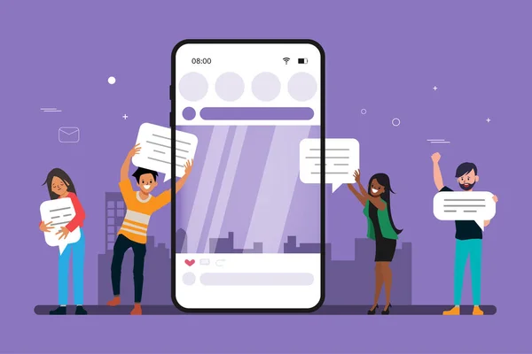 Komentář Sociálních Médií Celém Světě Koncept Ilustrace — Stockový vektor
