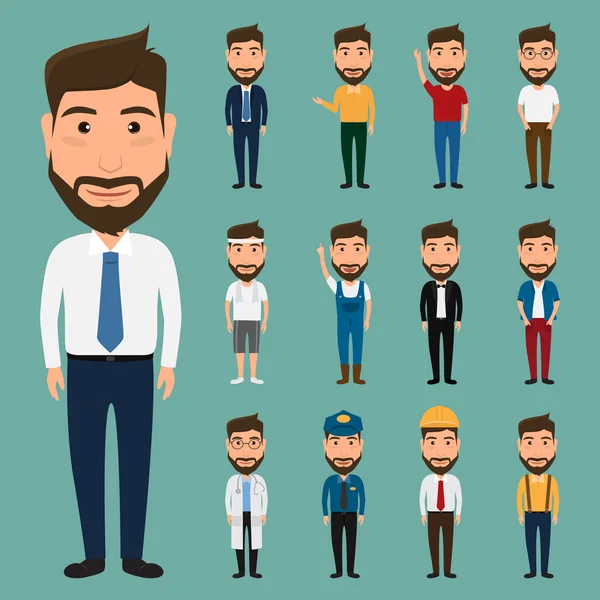 Set of character man. people character. — Stock Vector