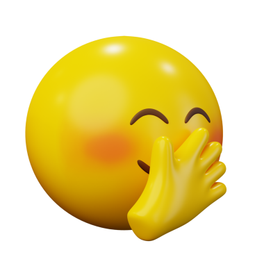 3D Duygu Saklayan Gülümseme veya Çekingen Yüzlü Sarı Toplu Duygu Simgesi