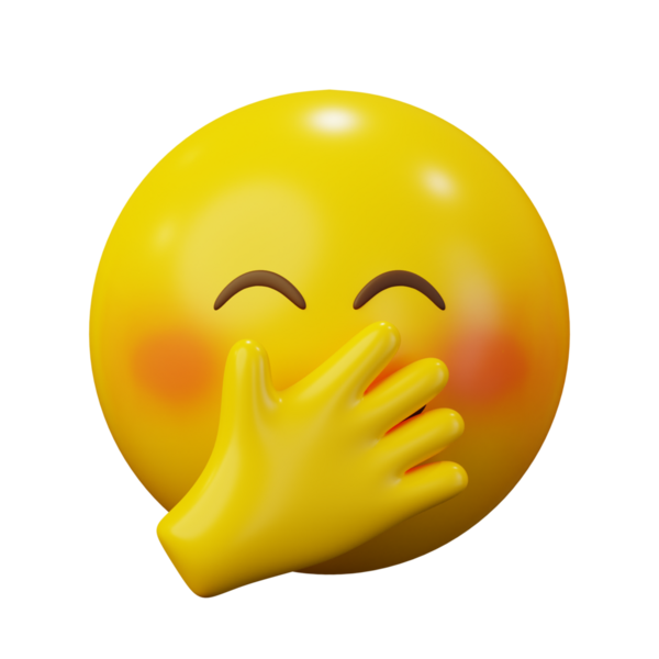 3D Duygu Saklayan Gülümseme veya Çekingen Yüzlü Sarı Toplu Duygu Simgesi