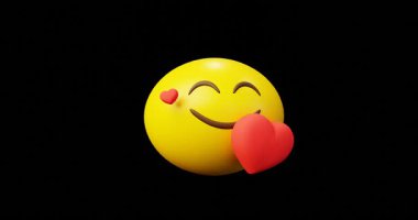 3d Duygusal Duygular Aşk Sembolü Sarı Top Duygu Simgesi ya da Güleç Döngüsü Animasyonu