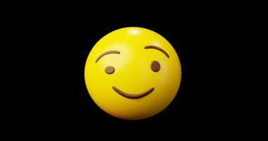 3d Duygusal Kırpma Yüzlü Sarı Toplu Duygu Simgesi veya Gülen Döngülü Animasyon