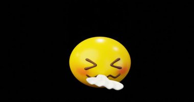 3D Duygu Simgesi Hapşıran Sarı Toplu Duygu Simgesi ya da Güleç Döngülü Animasyon