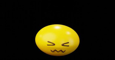 3D Duygu Simgesi Şaşkın Yüzlü Sarı Toplu Duygu Simgesi veya Gülen Döngülü Animasyon