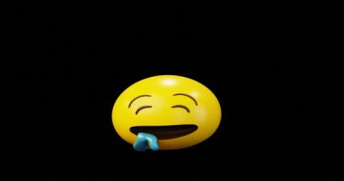3D Duygusal Salya Yüzlü Sarı Toplu Duygu Simgesi veya Gülen Döngülü Animasyon