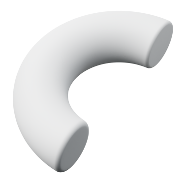 3d Yarı Torus veya Yarı Halka Beyaz renk, 3 boyutlu geometri şekil ögesinin soyut gerçekçi canlandırması