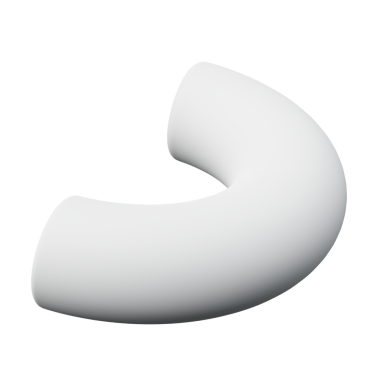 3d Yarı Torus veya Yarı Halka Beyaz renk, 3 boyutlu geometri şekil ögesinin soyut gerçekçi canlandırması